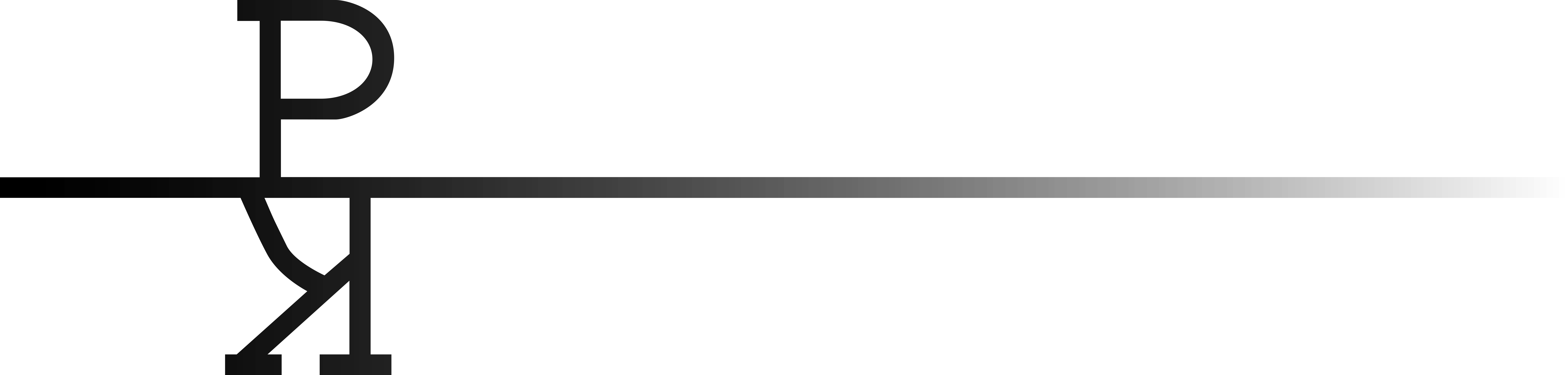 Logo des Kunstpavillon München - die Buchstaben K und P kombiniert mit einer Mittellinie